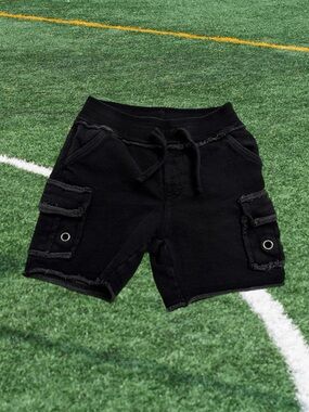 Mish Boys Black Cargo Sweat Shorts Cotton Drawstring Size 3T